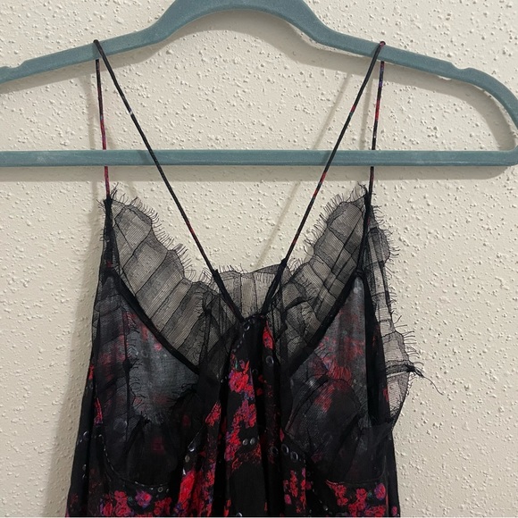 Iro Paris Dasher Lace Trim Floral Bubble Racerback Tank Top - Size 34 - Picture 11 of 12